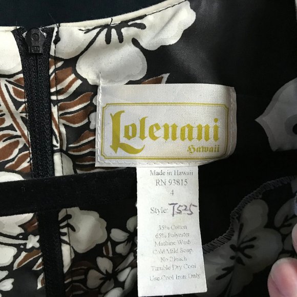 Vtg Lolenani Hawaiian Dress Muu Muu 4 Brown White Hibiscus Floral - Picture 2 of 6